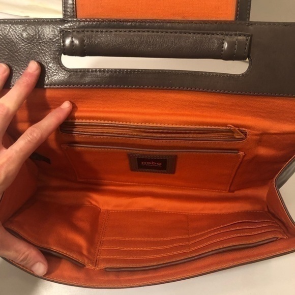 Hobo gray leather clutch bag